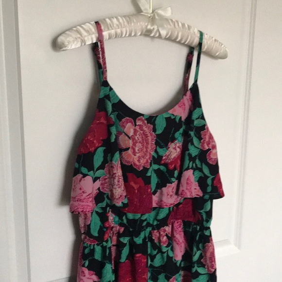 ELLE black floral cinch-waist dress size M - Picture 2 of 5